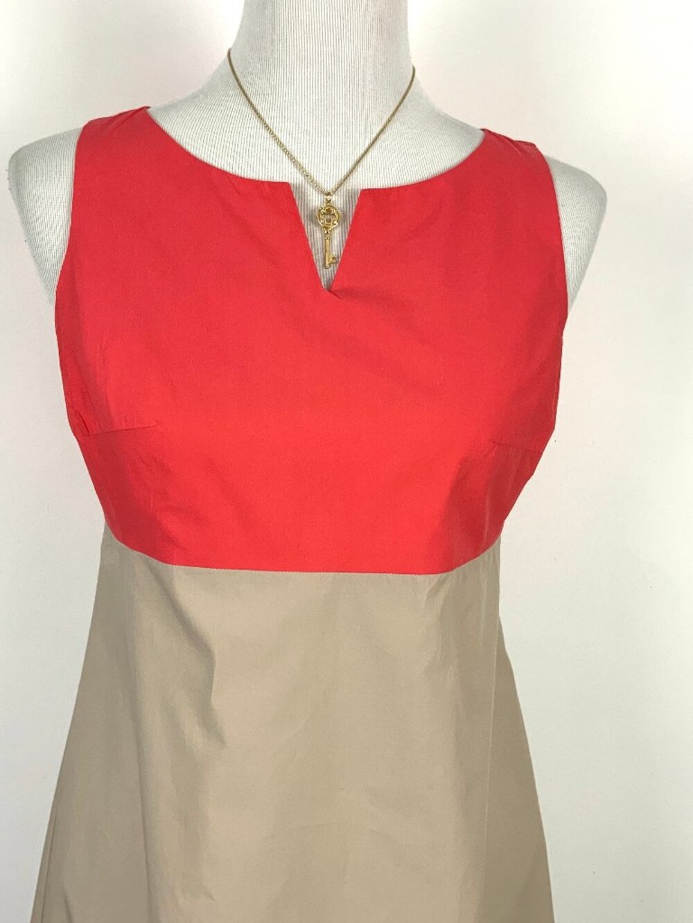 Guglielminotti Archivio '67 Italy Designer Red & Tan Cotton A-Line Dress Sz 6 - Picture 10 of 16